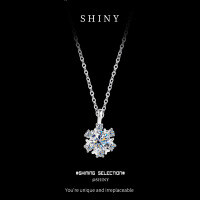 S925 Sterling Silver Moissanite Sunflower Pendant Necklace-S925 sterling silver + 50 points Moissanite