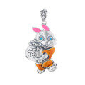 wholesale S990 Sterling Silver Guochao Style Retro Matte Craft Resin Zodiac Rabbit Holding Fortune DIY Pendant-0-4