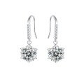 wholesale Sterling Silver Genuine D Color Moissanite Snowflake Ear Hooks with Six-Prong Diamond Setting, Ultra Sparkly Long Drop Earrings for Gift-0-4