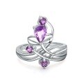wholesale S925 Sterling Silver Natural Amethyst Ring, High-End Design Light Luxury Jewelry Accessory Natural Gemstone Ring-0-0