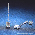 925 Sterling Silver Moissanite Classic Bullhead Tassel Ear Studs, 1ct Wholesale-0-0