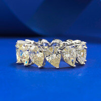 wholesale S925 silver full diamond pave 5*7 pear-shaped row diamond ring, cross-borderins style-R338 White Diamond>No.9