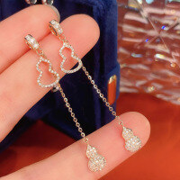 wholesale S925 sterling silver minimalist and stylish gourd earrings for women, perfect for daily wear and commuting-BE0150-Gold