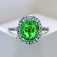 wholesale S925 metal oval 8*10 high carbon diamond ring in pink, new style,-Green No. 5