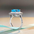 wholesale 925 Sterling Silver Aquamarine Ring Women's Radiant Cut High Carbon Diamond Ring Exaggerated Style Banquet Ring-0-2