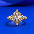 wholesale S925 Sterling Silver Vintage Old Money Style Four-Pointed Star Rebirth Beauty Four-Leaf Clover Ring-0-5