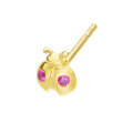 wholesale 10K gold Japanese minimalist design ladybug and dragonfly animal-themed ruby/sapphire earrings-0-1