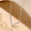 wholesale 18K gold-plated S925 sterling silver cross-border best-selling moissanite V-shaped necklace, minimalist and versatile small trendy collarbone chain-0-1
