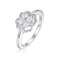 wholesale S925 Sterling Silver Four Leaf Clover Ring Women's High-End Light Luxury Cross-Border Jewelry Accessories Heart Silver Ring European and American Silver Jewelry Ring-0-0