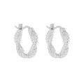 wholesale S925 Sterling Silver Geometric Round Braided Rope Minimalist Earrings for Women-0-5