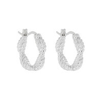 wholesale S925 Sterling Silver Geometric Round Braided Rope Minimalist Earrings for Women-Platinum>925 silver