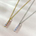 wholesale S925 Silver Jewelry Women's Minimalist Geometric Vertical Row Diamond Pendant Necklace Fashion Versatile Cross-Border-0-0