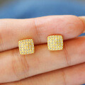 S925 Silver Moissanite Stud Earrings Hip-Hop Square Rhombus Sugar-0-2