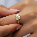 925 Silver Moissanite Double Stone Square Drop Exaggerated Ring Wholesale-0-1