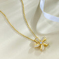 wholesale S925 gold-plated French romantic gold floral pendant necklace for women, new mid-century style, live broadcast edition-0-2