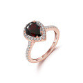 wholesale S925 Sterling Silver Classic Candy Color Ring with Natural Blue Topaz and Garnet 7*9mm Ring Setting-0-7