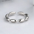 wholesale S925 Sterling Silver Olive Leaf Ring, Simple and Versatile Minimalist Style Adjustable Open Ring for Women-0-2