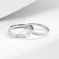 wholesale S925 Sterling Silver Love Loop Couple Rings, Korean Style Internet-Famous Minimalist Band Matching Rings for Girlfriend on 520 Valentine's Day-0-1