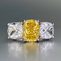 wholesale S925 metal set with 7*9 yellow high-carbon diamond,-R1000 Yellow Diamond No. 7
