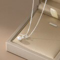 wholesale S925 Sterling Silver Korean-style OT Clasp Pearl Necklace Fashionable Luxury Elegant Necklace Y01254-0-2