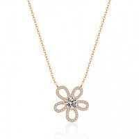 S925 Silver Pendant Moissanite Sunflower Necklace for Women-1-carat moissanite  925 silver