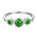 wholesale S925 Sterling Silver Emerald High-Carbon Diamond Ring, Luxe Vintage Elegance with a High-End Feel, Cross-Border Women's Ring-0-12