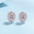 wholesale S925 Sterling Silver 1-carat Moissanite Earrings with Micro-set Pink Zircon, Sweet and Girly-0-6