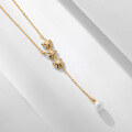 wholesale Gold-plated S925 Sterling Silver Tassel Pearl Necklace for Women, Minimalist Luxury Design, High-End Sense Elegant Collarbone Chain-0-3