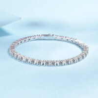 wholesale S925 Sterling Silver Full Moissanite Tennis Chain Row Diamond Minimalist Luxury European and American Cross-Border Bracelet Factory Direct-15.5cm (10 points per piece) 3.4 carats  925 silver