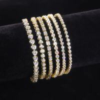 wholesale 18K/9K/10K/14K gold fashion tennis bracelet with moissanite and pear-shaped 035ct drop charms-9k gold moissanite bracelet>7 inches (about 17.7cm)