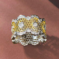 wholesale S925 Sterling Silver Gold-Plated Lace Ring, Openwork Mesh Wide Band Ring for Women, European and American Style-0-2