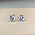 wholesale S925 silver classic six-prong moissanite stud earrings with closed back, 1ct moissanite earrings for women, wholesale for cross-border-0-2