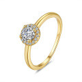 18K Gold Plated S925 Silver Moissanite Luxury Round Ring for Women-0-3