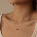 wholesale S925 Sterling Silver Demonic Eye Necklace for Women with Mother-of-Pearl and Black Zircon Inset Design, Light Luxury Ins Style Collarbone Chain-0-3