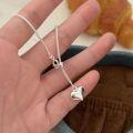 wholesale S925 Sterling Silver Stretchy Heart Pendant Necklace for Women, Minimalist and Unique Design, Korean Style Trendy Collarbone Chain-0-1