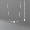 wholesale 925 Sterling Silver Curved Diamond-Inlaid Knot Necklace for Women, Tied Smile Ins Small and Unique Style Short Collarbone Chain D9435-0-0