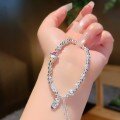 wholesale 999 Pure Silver Women's Lucky Charm Beaded Bracelet DIY Design Bangle Versatile Luxe Fine Jewelry One-Piece Drop Shipping-0-0