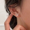 wholesale S925 Sterling Silver Korean-style Line Bow Stud Earrings Women's Ins Style Niche Light Luxury Minimalist Earrings Jewelry Trendy-0-2
