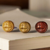 wholesale Metal material hand-carved Doraemon machine cat red sandalwood green sandalwood old mountain sandalwood with top and bottom holes DIY car pendant bag accessory-Old sandalwood