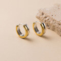 wholesale S925 silver two-tone ear clasp polishedins style fresh and simple double-ring color-separated earrings M03408-0-0