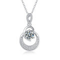 Sterling Silver 1-Carat Moissanite Star Moon Pendant Necklace-0-3