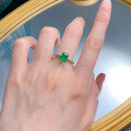 wholesale S925 Silver Metal 6*8 Green Zircon Ring Women's Ins Style Daily Minimalist Versatile-0-3