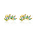 wholesale S925 Sterling Silver Wholesale Women's Earrings With Green Zircon, Irregular Design For Luxurious Style-0-15