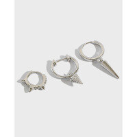 wholesale S925 Sterling Silver Korean Style Ins New Minimalist Zircon Stud Ear Clasp Earrings for Women, Versatile Silver Ear Accessories-AE1272-C 925 silver