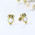 wholesale S925 Metal Owl Synthetic Opal Earrings for Women Synthetic Opalite Ear Studs-0-2