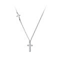 wholesale S925 silver women's Korean-style elegant full-diamond cross necklace, fashionable and simple collarbone chain D5628-0-4