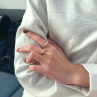 wholesale S925 Sterling Silver Irregular Textured Open Ring, Creative and Stylish European and American Minimalist Style Ring for Women-DJ1004/white gold about 3.1 grams &gt; opening adjustable