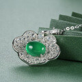 S925 Sterling Silver Necklace with Green Chalcedony Pendant-0-1