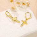 wholesale 18K Gold Plated Sterling Silver Moissanite Cross Earrings, Fashionable and Unique Earrings-0-0