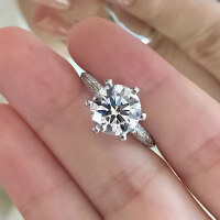 wholesale S925 Sterling Silver New Crown Style 90mm Round Diamond Ring for Proposal Engagement Ins Trend Half Band Unisex-R1186 White Diamond Ring Size 5